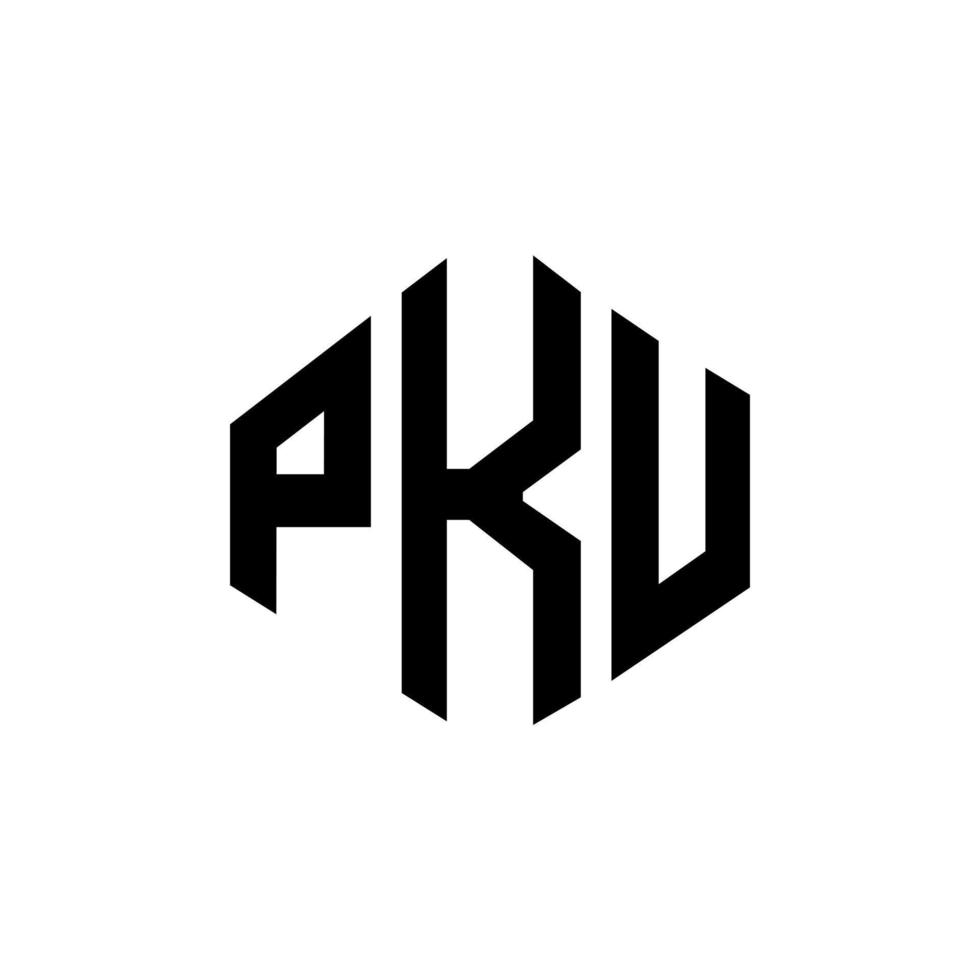 PKU letter logo design with polygon shape. PKU polygon and cube shape logo design. PKU hexagon vector logo template white and black colors. PKU monogram, business and real estate logo.