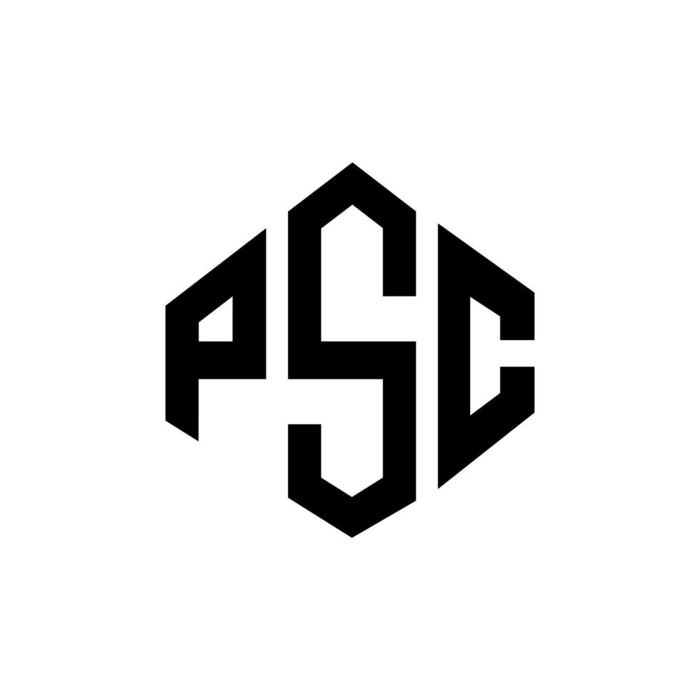 diseño de logotipo de letra psc con forma de polígono. psc polígono y diseño de logotipo en forma de cubo. psc hexágono vector logo plantilla colores blanco y negro. monograma psc, logotipo empresarial y inmobiliario.