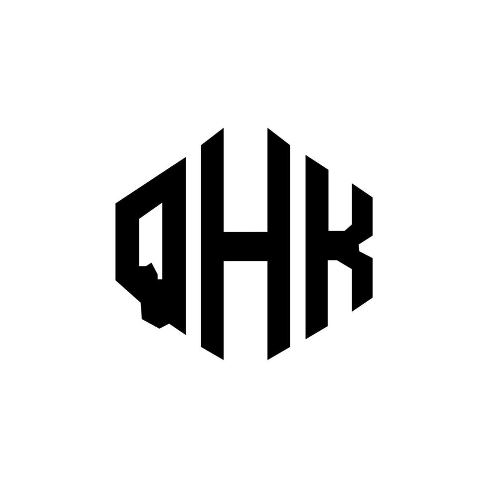 QHK letter logo design with polygon shape. QHK polygon and cube shape logo design. QHK hexagon vector logo template white and black colors. QHK monogram, business and real estate logo.