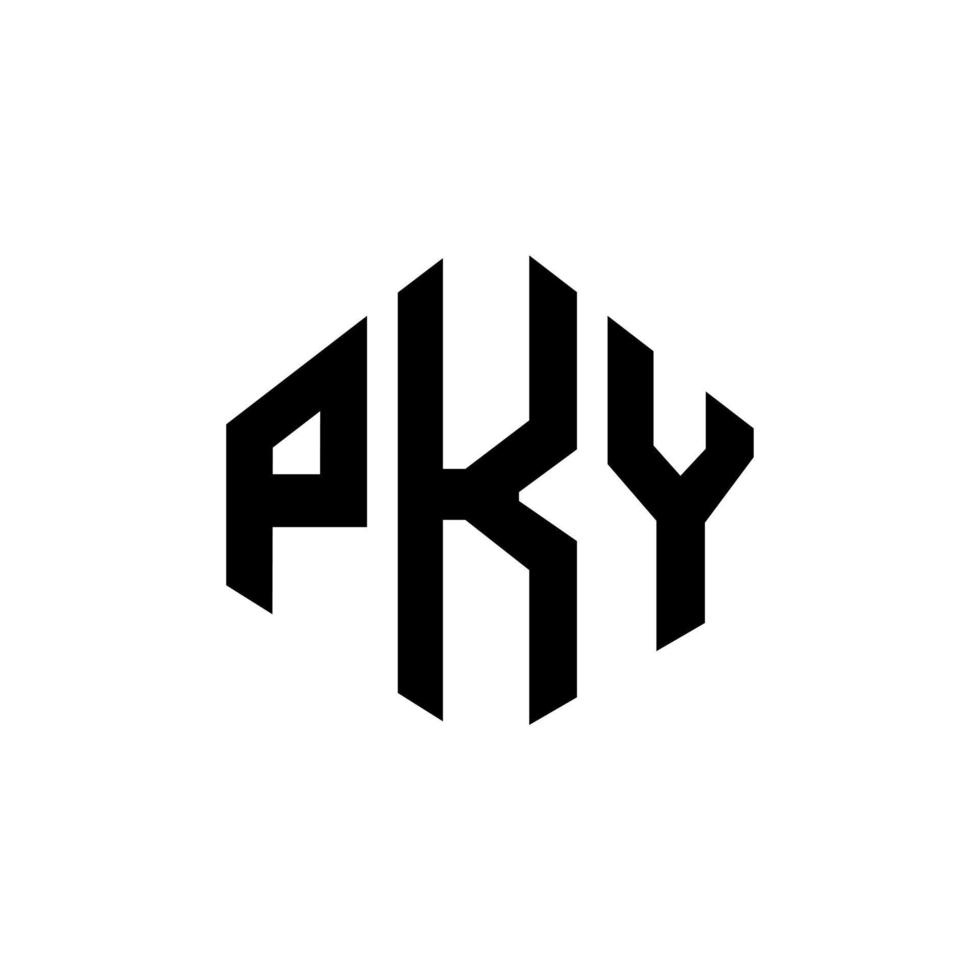 PKY letter logo design with polygon shape. PKY polygon and cube shape logo design. PKY hexagon vector logo template white and black colors. PKY monogram, business and real estate logo.