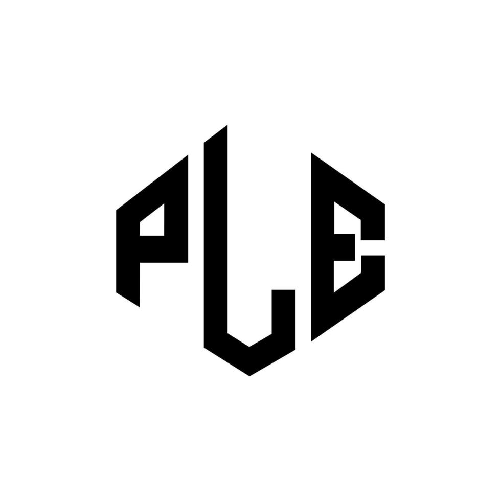 PLE letter logo design with polygon shape. PLE polygon and cube shape logo design. PLE hexagon vector logo template white and black colors. PLE monogram, business and real estate logo.