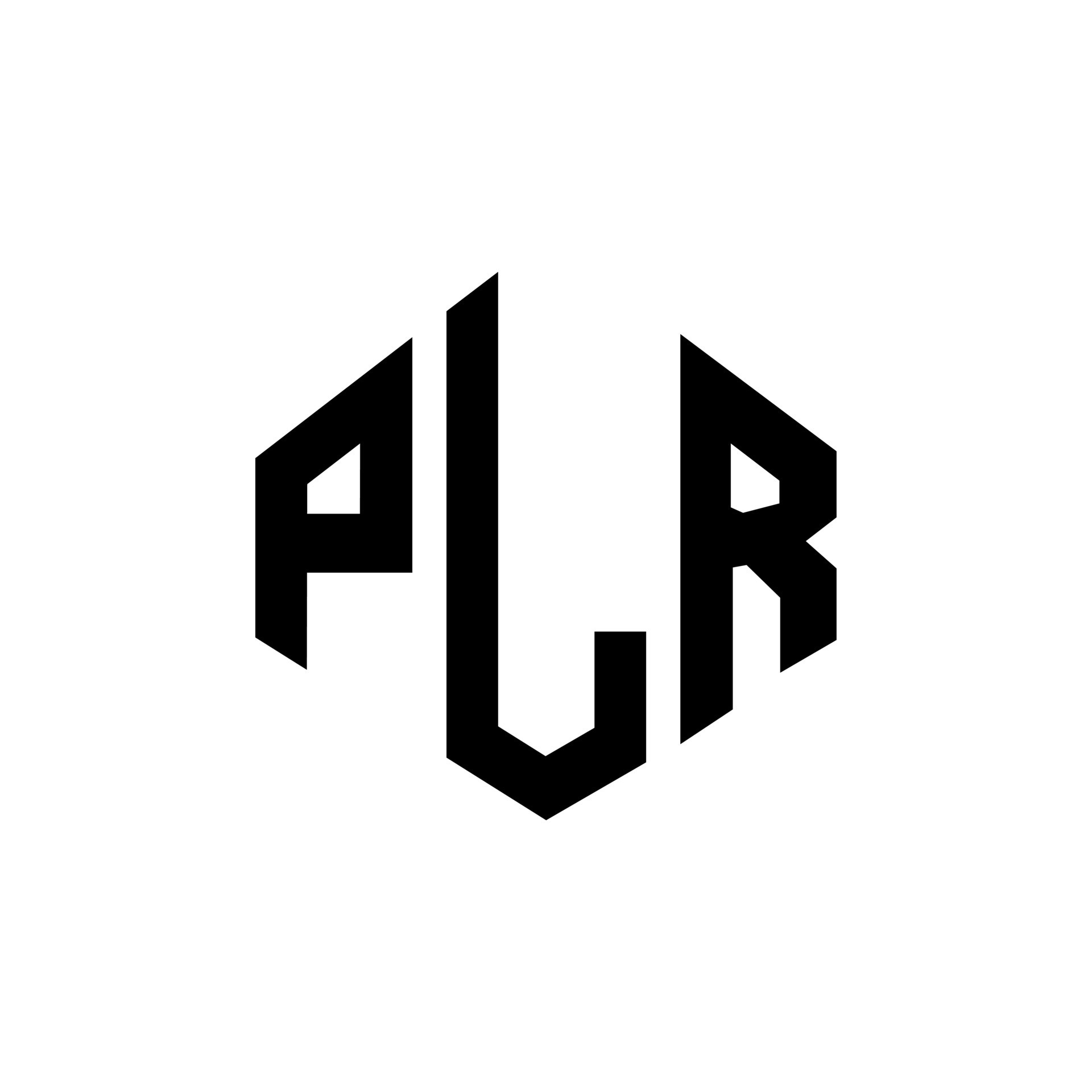 PLR letter logo design with polygon shape PLR polygon and cube shape