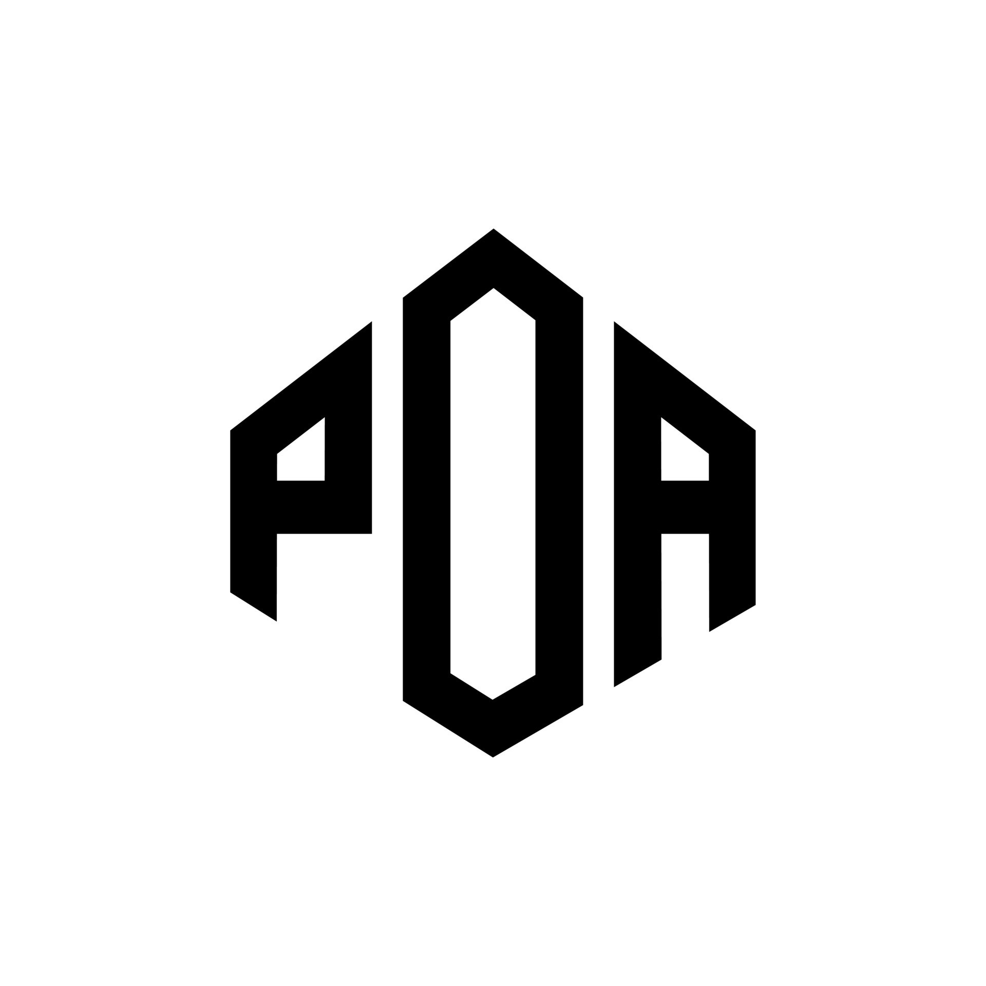 POA letter logo design with polygon shape POA polygon and cube shape