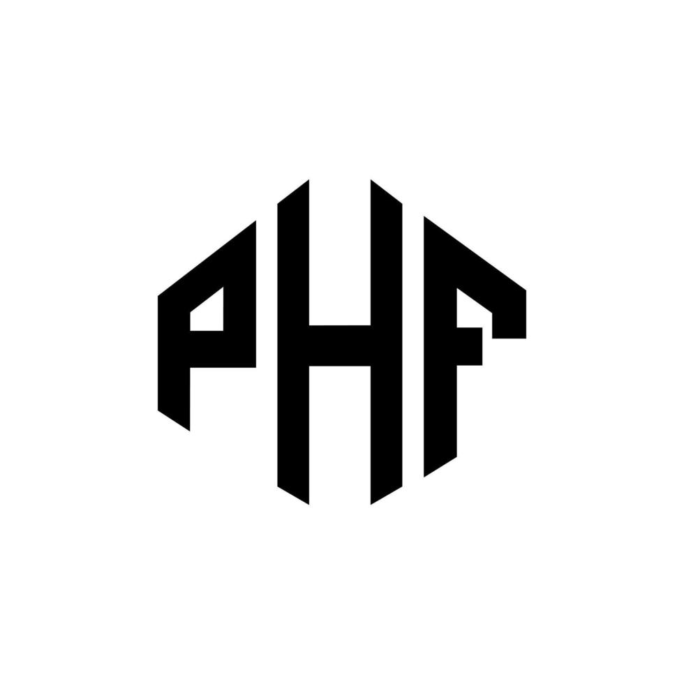 PHF letter logo design with polygon shape. PHF polygon and cube shape logo design. PHF hexagon vector logo template white and black colors. PHF monogram, business and real estate logo.