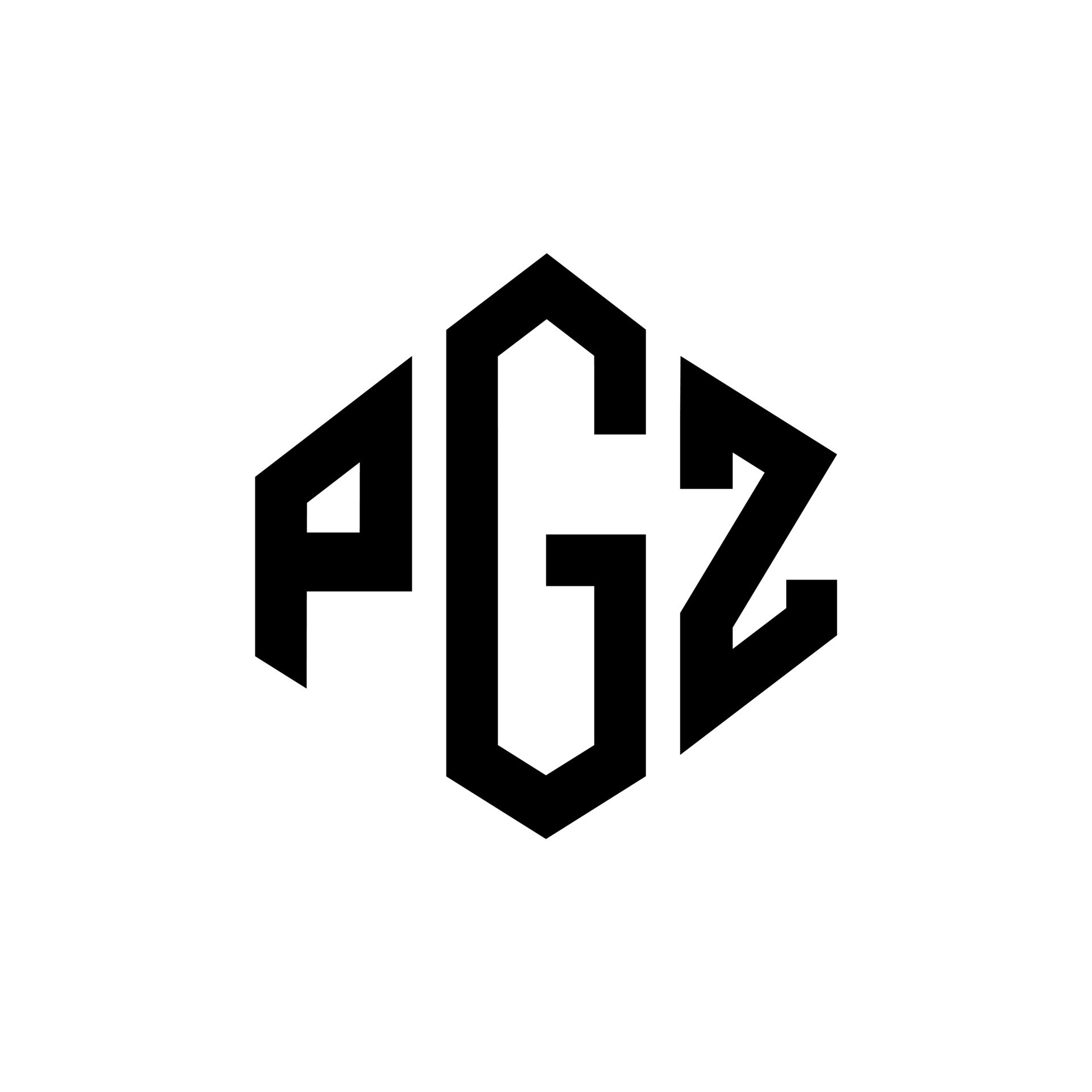 PGZ letter logo design with polygon shape. PGZ polygon and cube shape