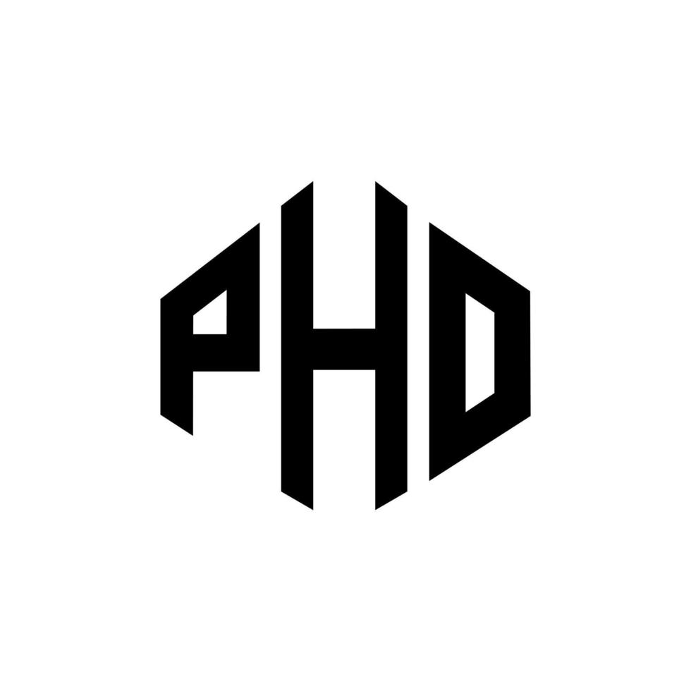 diseño de logotipo de letra pho con forma de polígono. diseño de logotipo en forma de cubo y polígono de pho. plantilla de logotipo vectorial hexágono pho colores blanco y negro. monograma de pho, logotipo comercial y inmobiliario. vector