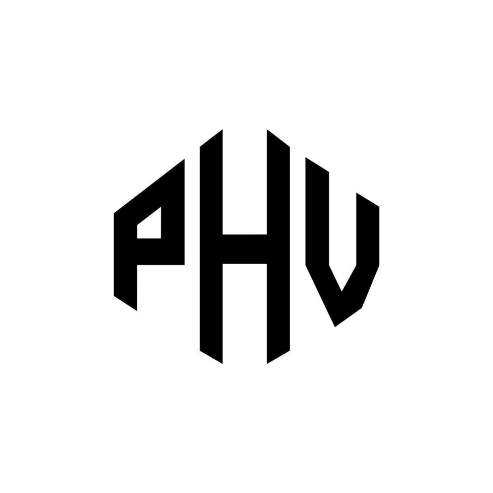 diseño de logotipo de letra phv con forma de polígono. diseño de logotipo de forma de cubo y polígono phv. phv hexágono vector logo plantilla colores blanco y negro. Monograma de phv, logotipo comercial y inmobiliario.