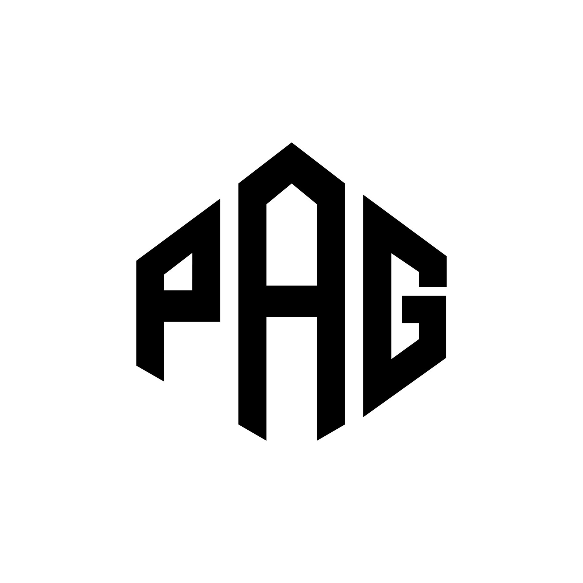 PAG letter logo design with polygon shape. PAG polygon and cube shape