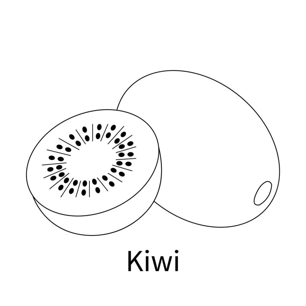 Easy Fruits Coloring Pages for kids and toddler kiwi vector