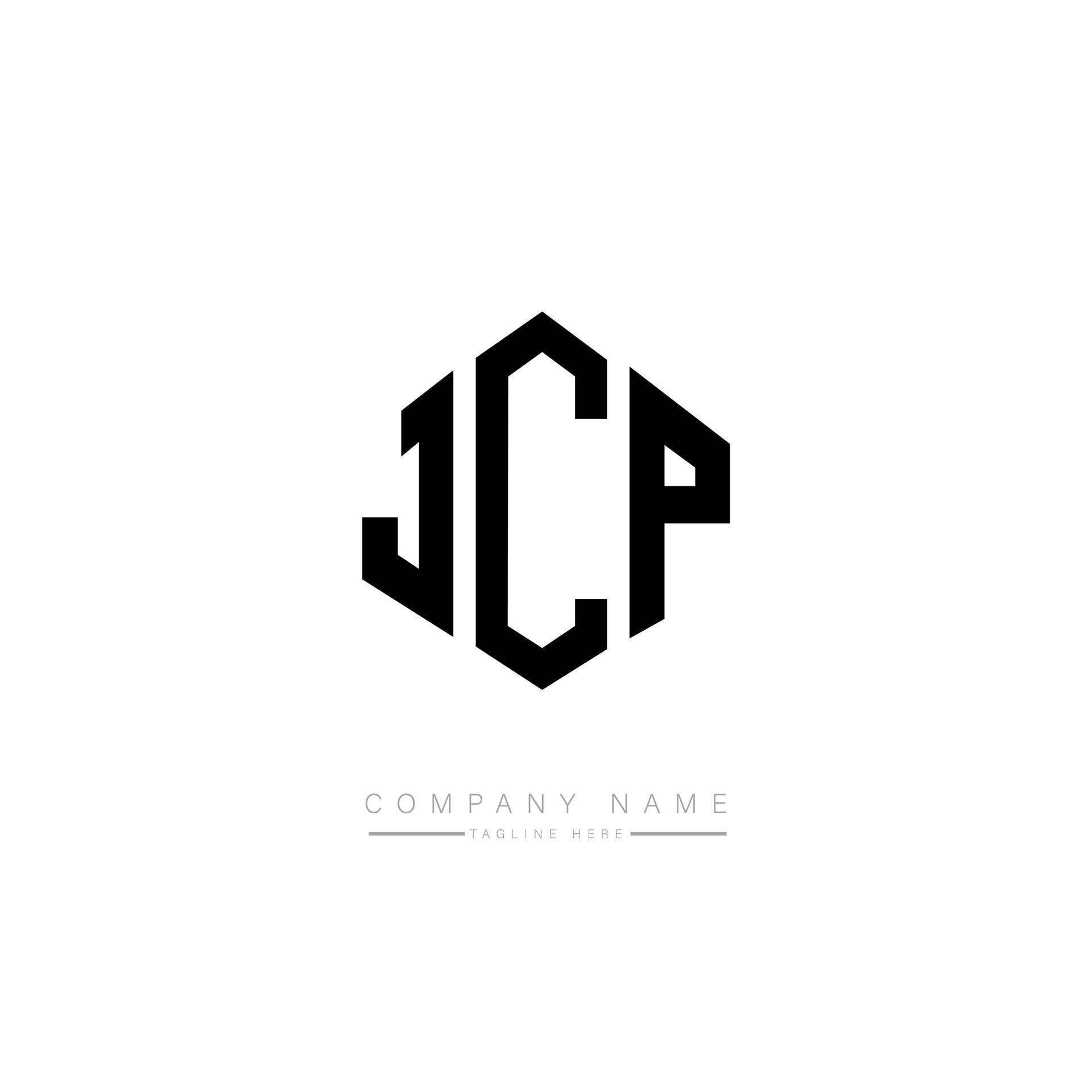 JCP letter logo design with polygon shape JCP polygon and cube shape