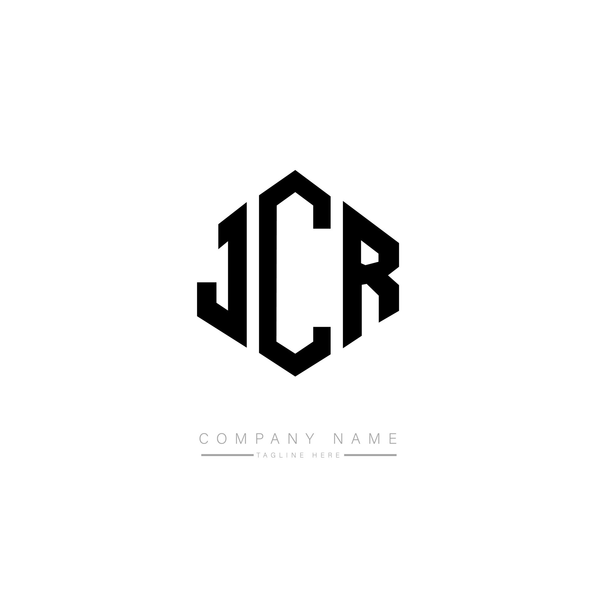 diseño de logotipo de letra jcr con forma de polígono. jcr polígono y