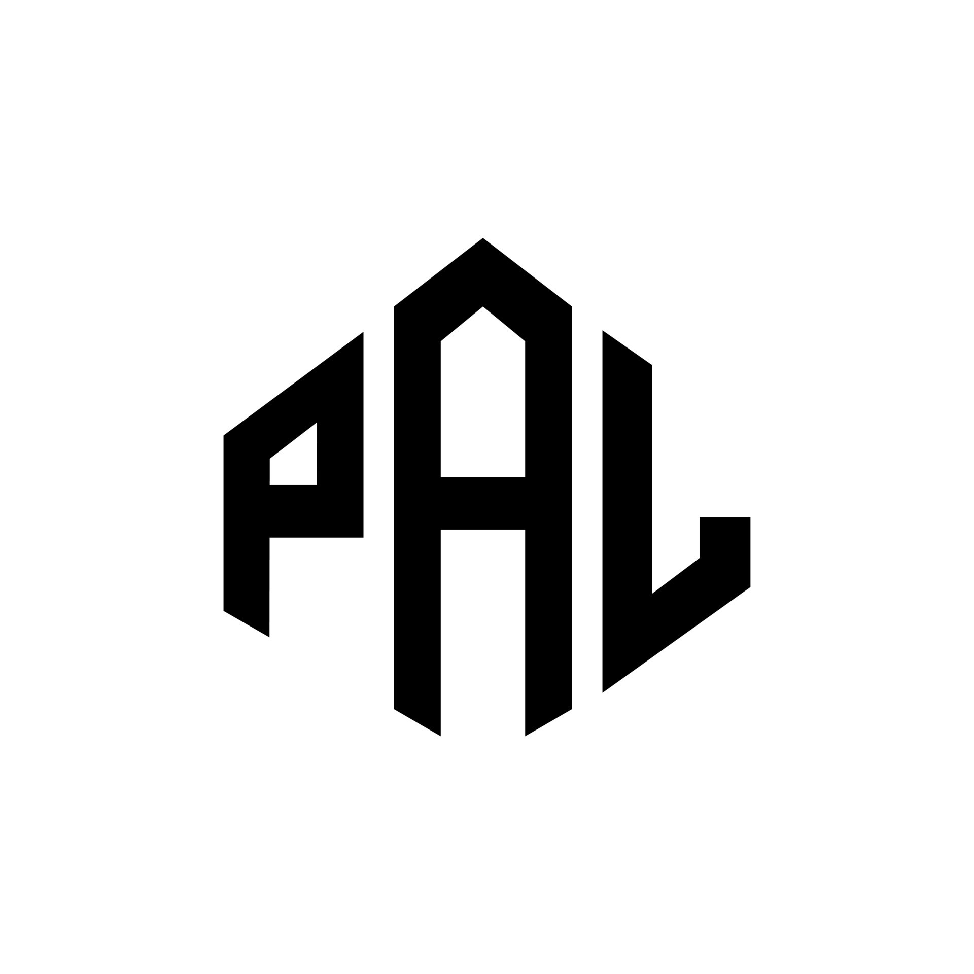 diseño de logotipo de letra pal con forma de polígono diseño de