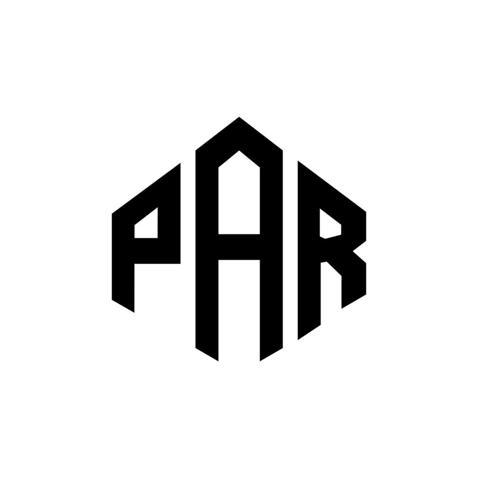 PAR letter logo design with polygon shape. PAR polygon and cube shape logo design. PAR hexagon vector logo template white and black colors. PAR monogram, business and real estate logo.