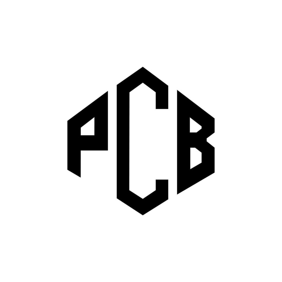 diseño de logotipo de letra pcb con forma de polígono. diseño de logotipo de forma de cubo y polígono pcb. pcb hexágono vector logo plantilla colores blanco y negro. monograma de pcb, logotipo empresarial y inmobiliario.