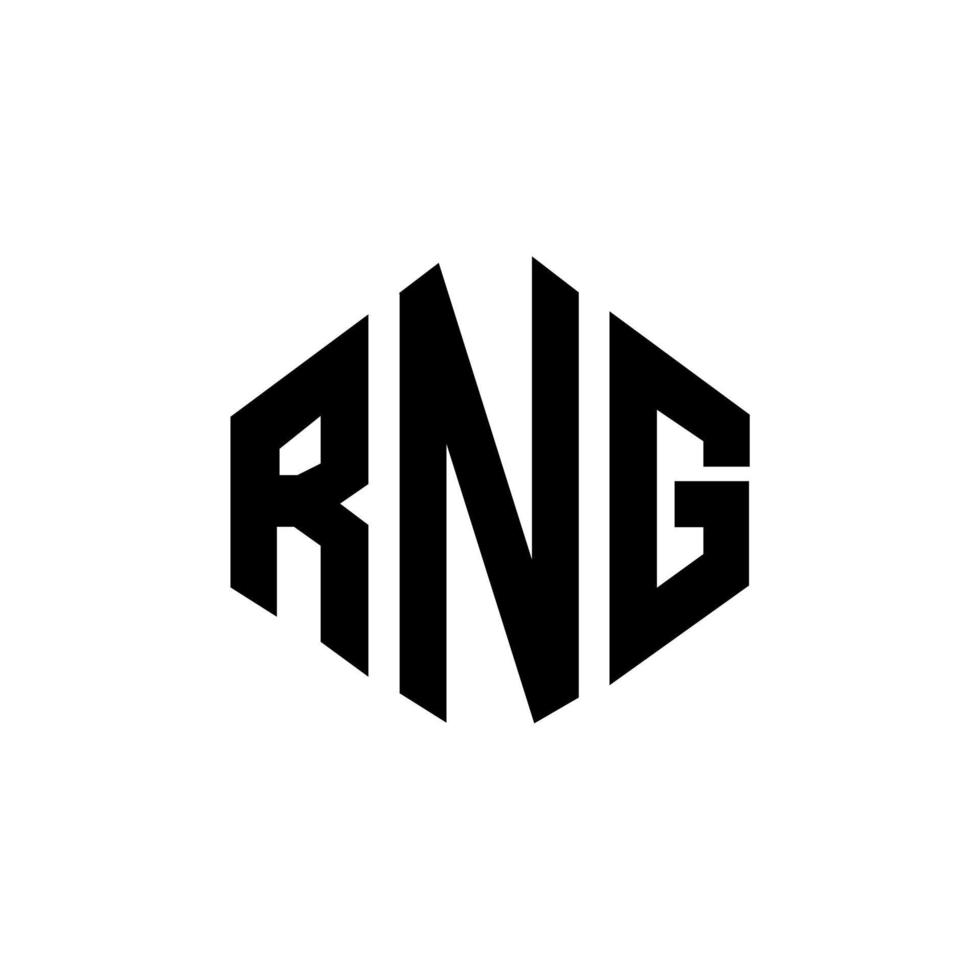 RNG letter logo design with polygon shape. RNG polygon and cube shape logo design. RNG hexagon vector logo template white and black colors. RNG monogram, business and real estate logo.
