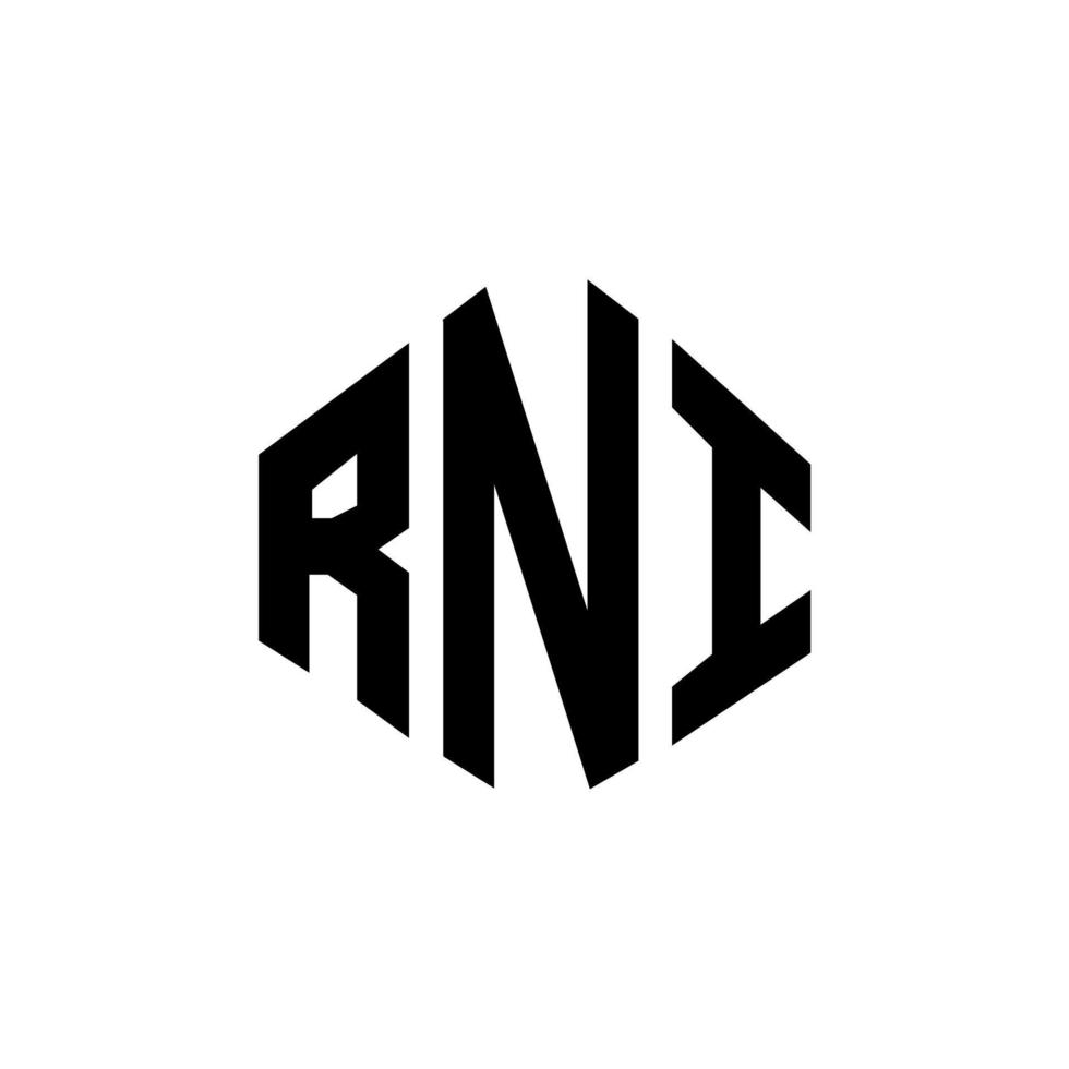 RNI letter logo design with polygon shape. RNI polygon and cube shape logo design. RNI hexagon vector logo template white and black colors. RNI monogram, business and real estate logo.