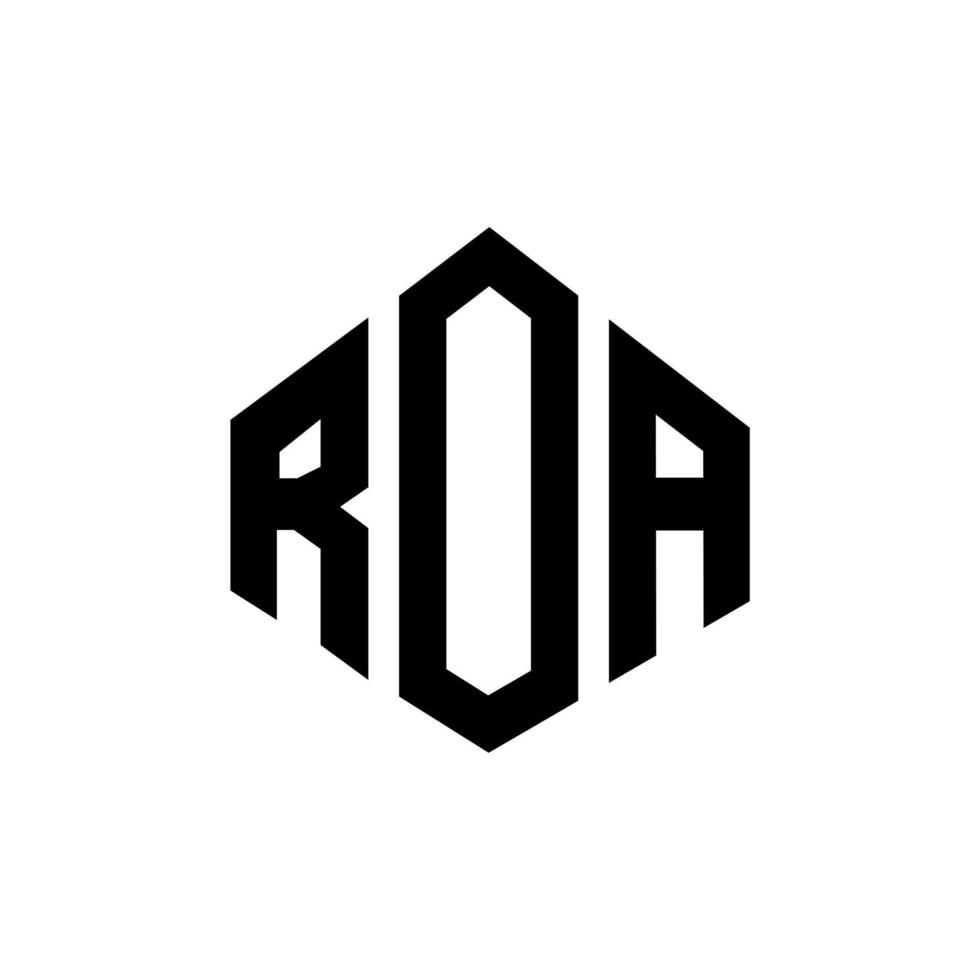 diseño de logotipo de letra roa con forma de polígono. diseño de logotipo en forma de cubo y polígono roa. roa hexágono vector logo plantilla colores blanco y negro. monograma roa, logotipo comercial e inmobiliario.