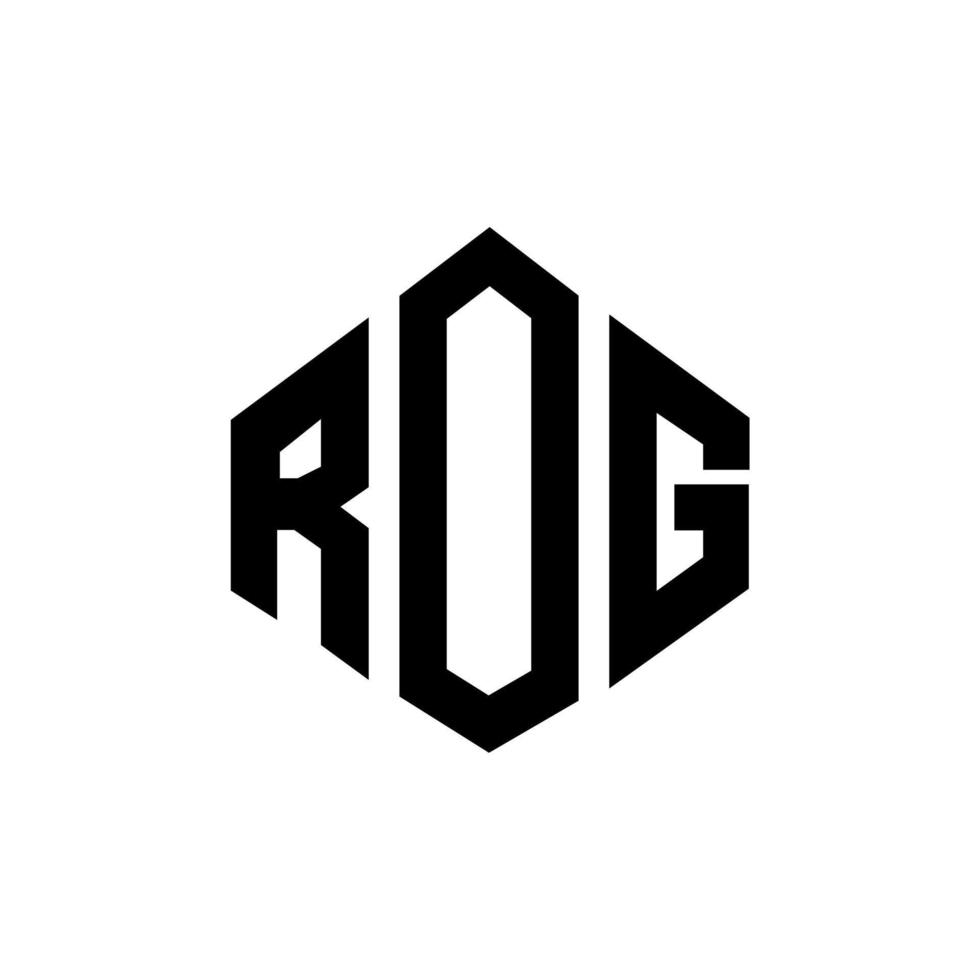 ROG letter logo design with polygon shape. ROG polygon and cube shape logo design. ROG hexagon vector logo template white and black colors. ROG monogram, business and real estate logo.