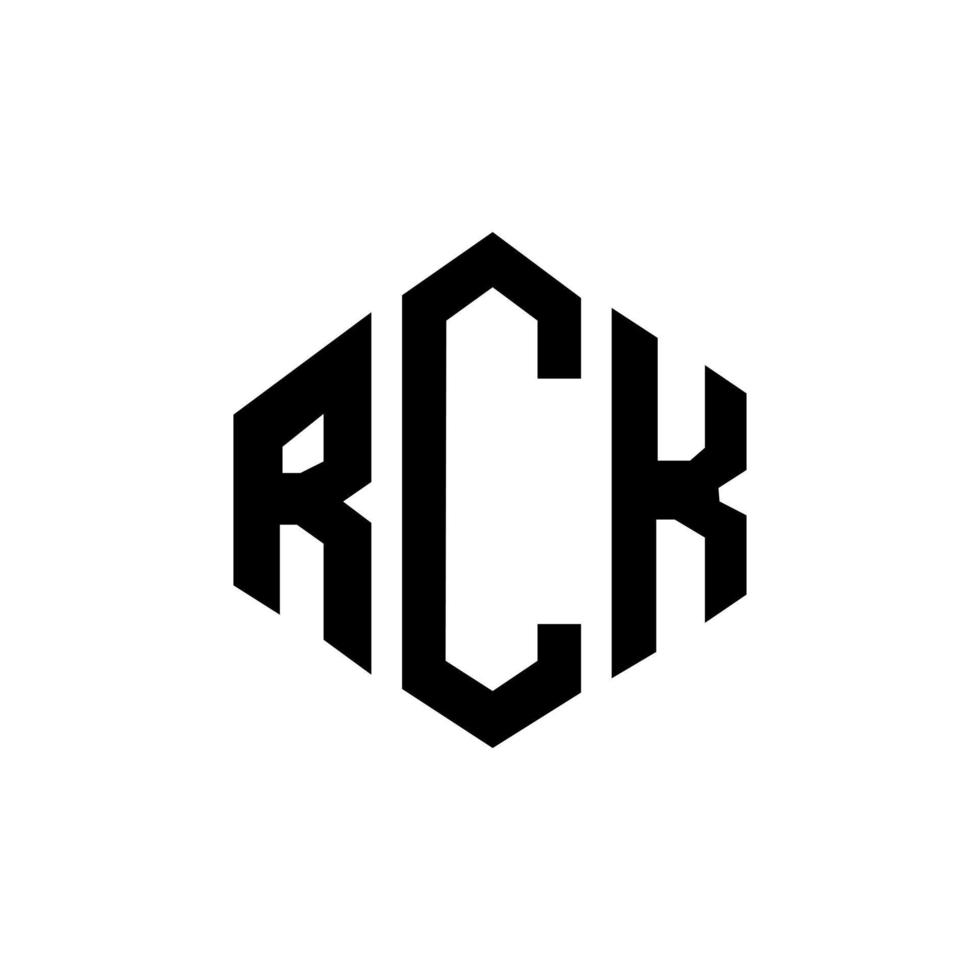 diseño de logotipo de letra rck con forma de polígono. diseño de logotipo en forma de cubo y polígono rck. rck hexágono vector logo plantilla colores blanco y negro. Monograma rck, logotipo comercial e inmobiliario.