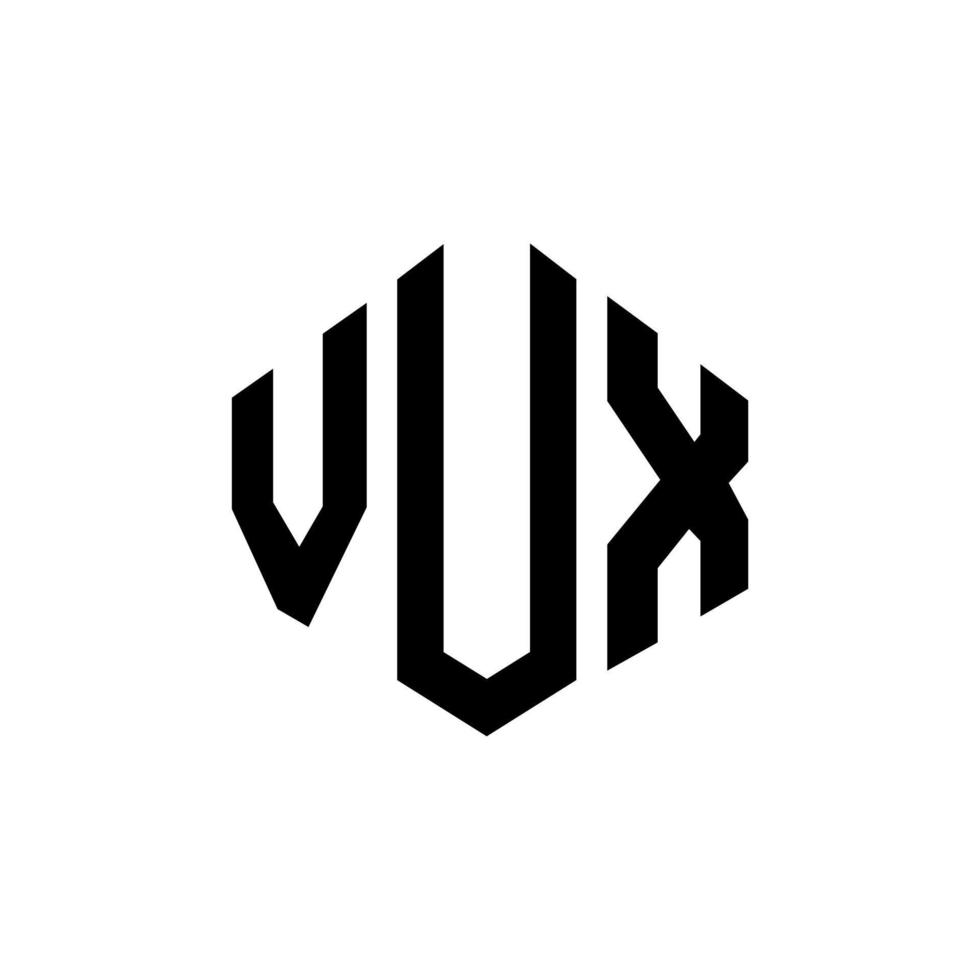 VUX letter logo design with polygon shape. VUX polygon and cube shape logo design. VUX hexagon vector logo template white and black colors. VUX monogram, business and real estate logo.