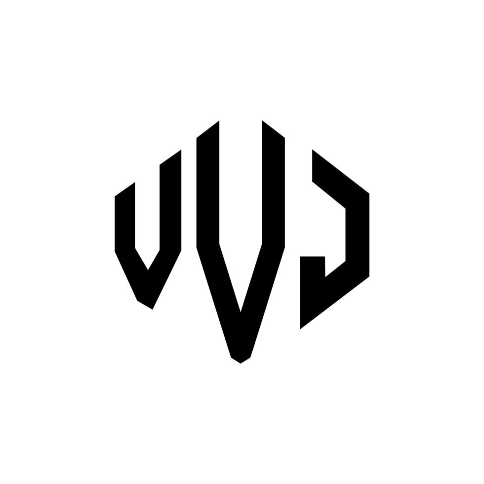 VVJ letter logo design with polygon shape. VVJ polygon and cube shape logo design. VVJ hexagon vector logo template white and black colors. VVJ monogram, business and real estate logo.