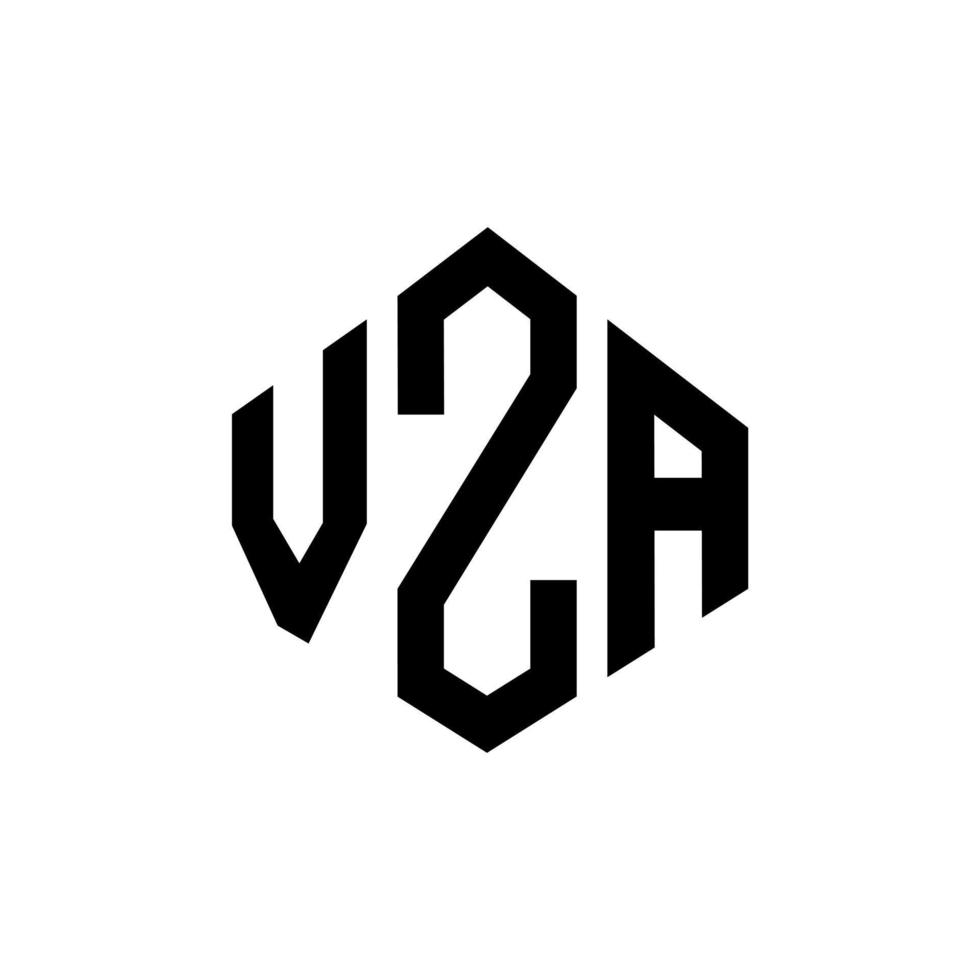 diseño de logotipo de letra vza con forma de polígono. diseño de logotipo en forma de cubo y polígono vza. plantilla de logotipo vectorial hexagonal vza colores blanco y negro. monograma vza, logotipo empresarial y inmobiliario. vector