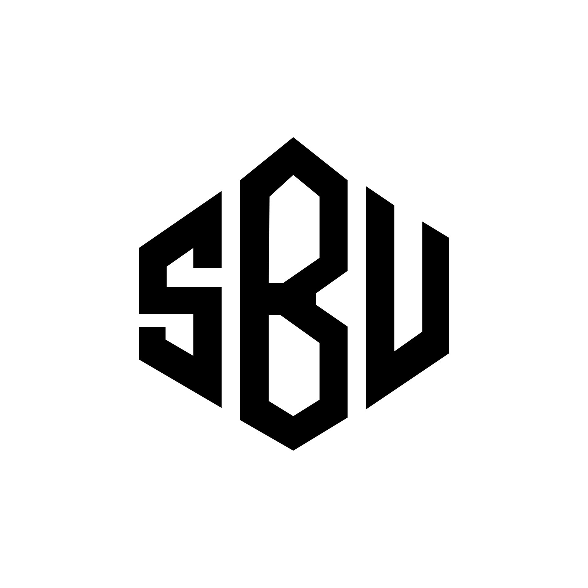 diseño de logotipo de letra sbu con forma de polígono diseño de