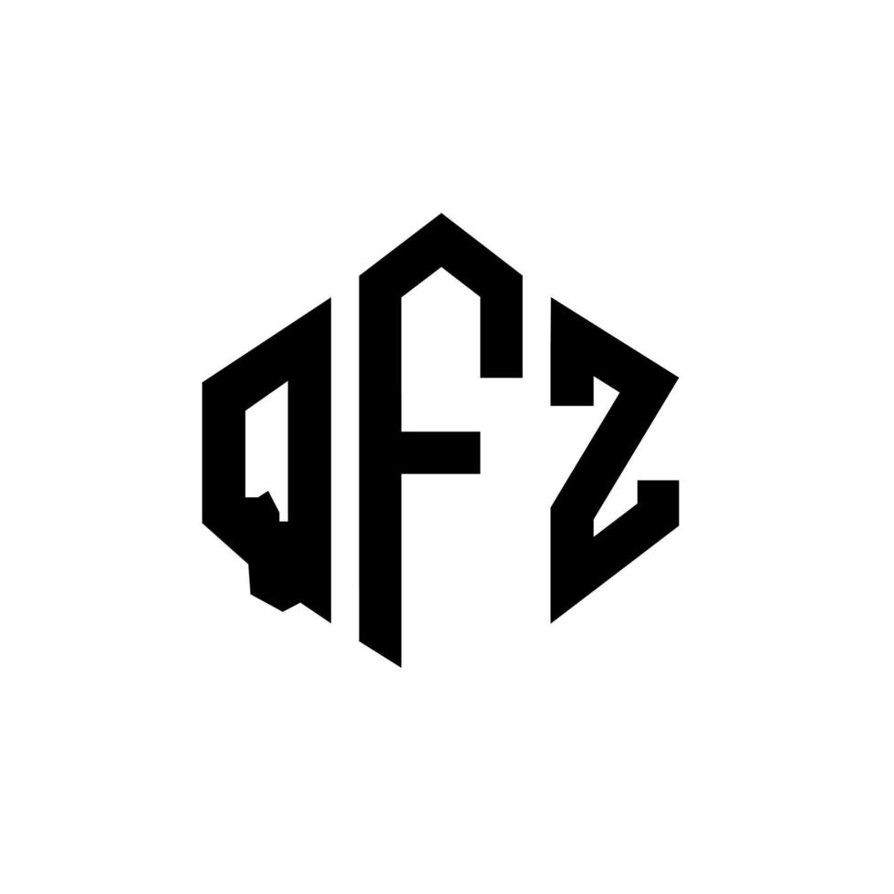 QFZ letter logo design with polygon shape. QFZ polygon and cube shape logo design. QFZ hexagon vector logo template white and black colors. QFZ monogram