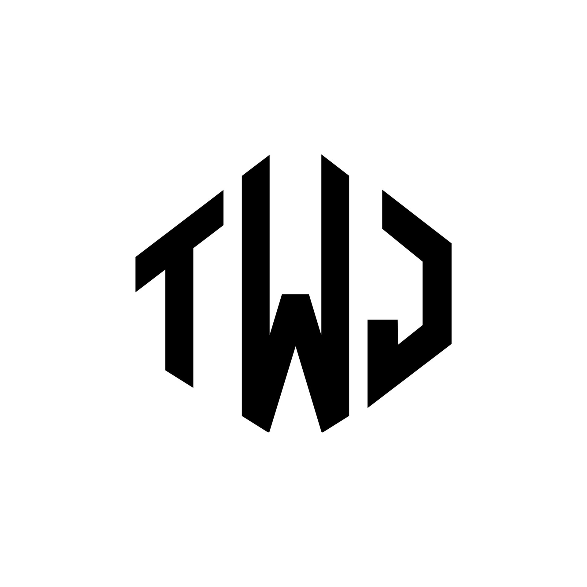 TWJ letter logo design with polygon shape. TWJ polygon and cube shape ...