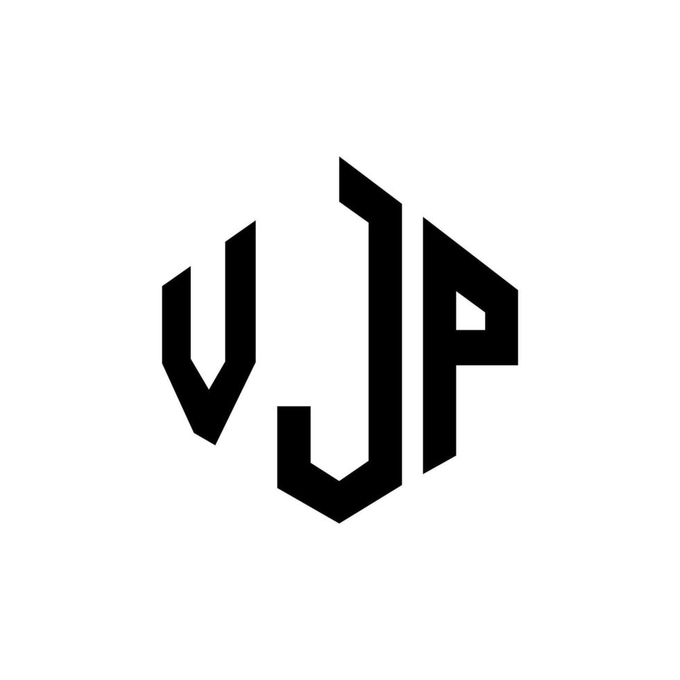 diseño de logotipo de letra vjp con forma de polígono. vjp polígono y diseño de logotipo en forma de cubo. plantilla de logotipo vectorial hexagonal vjp colores blanco y negro. Monograma vjp, logotipo comercial e inmobiliario. vector