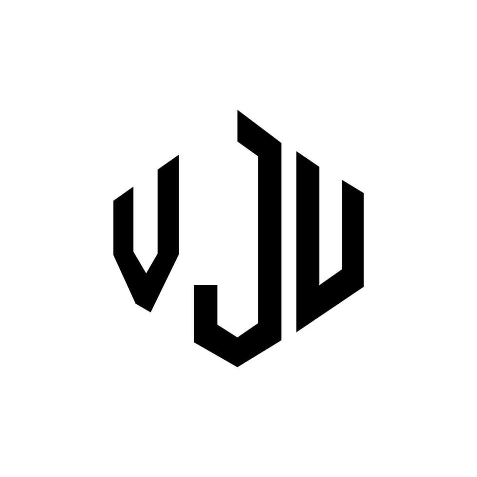 diseño de logotipo de letra vju con forma de polígono. vju polígono y diseño de logotipo en forma de cubo. vju hexágono vector logo plantilla colores blanco y negro. monograma vju, logotipo comercial e inmobiliario.