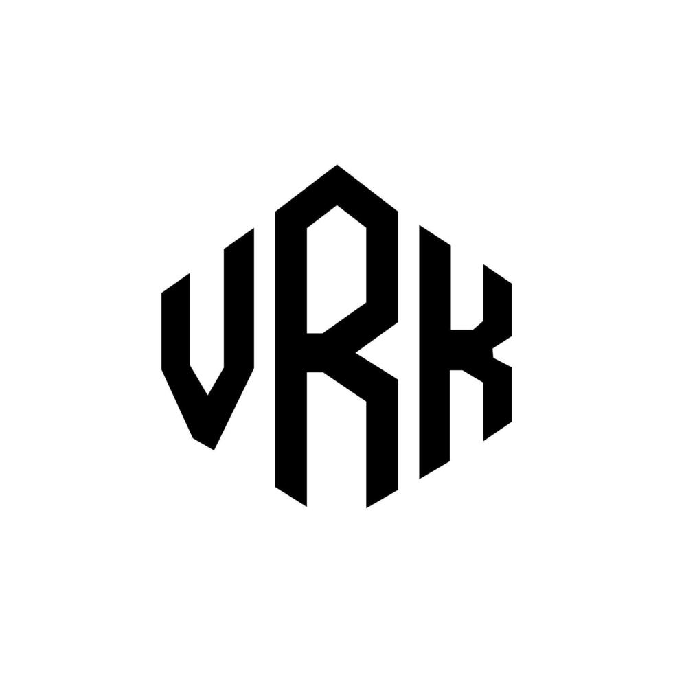 VRK letter logo design with polygon shape. VRK polygon and cube shape logo design. VRK hexagon vector logo template white and black colors. VRK monogram, business and real estate logo.