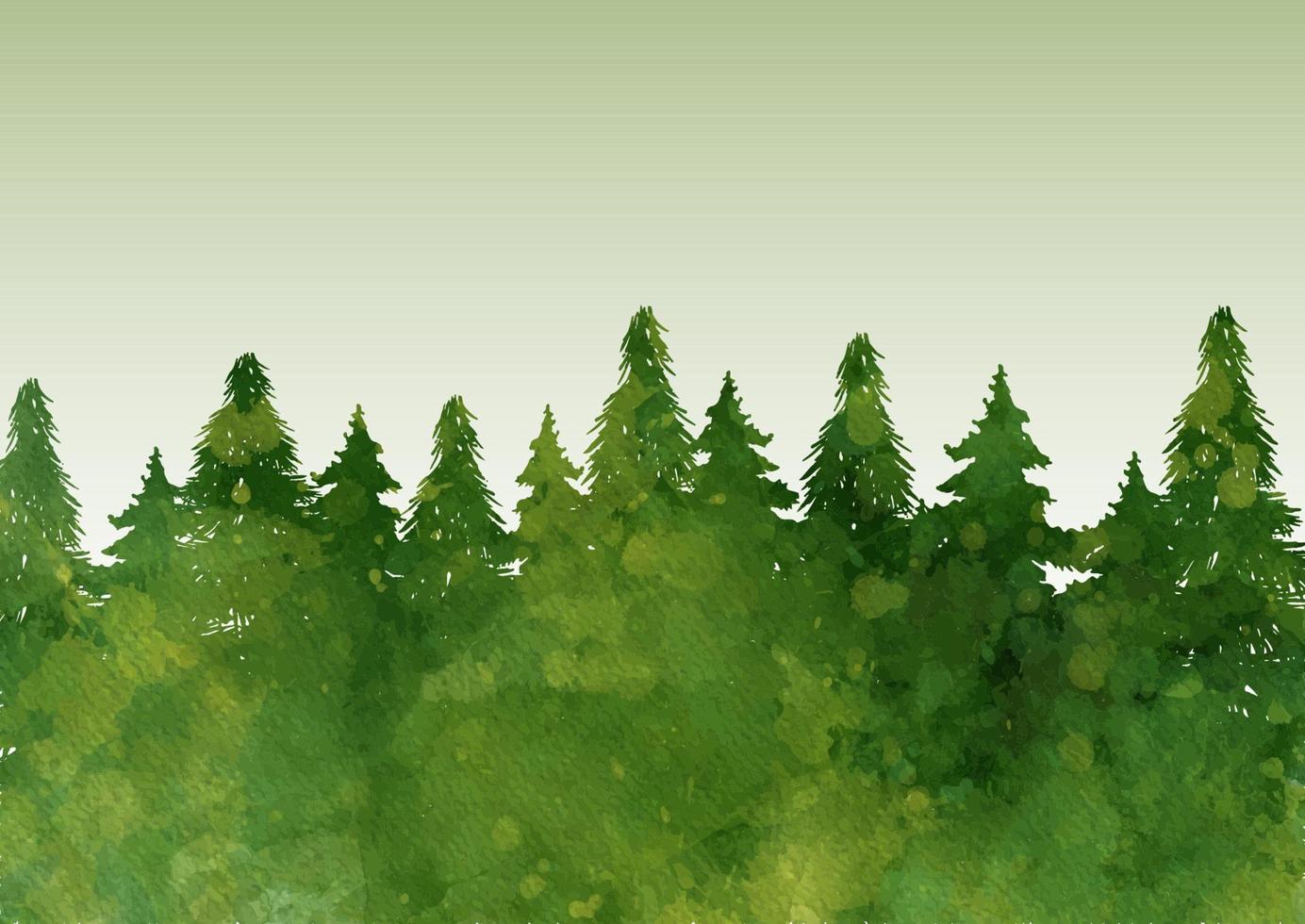 diseño de naturaleza de paisaje de árbol de acuarela pintado a mano vector