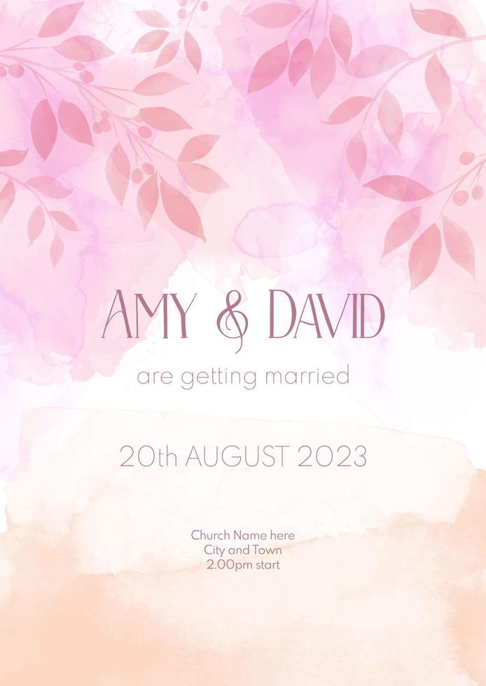 Hand painted watercolour save the date invitation design vector
