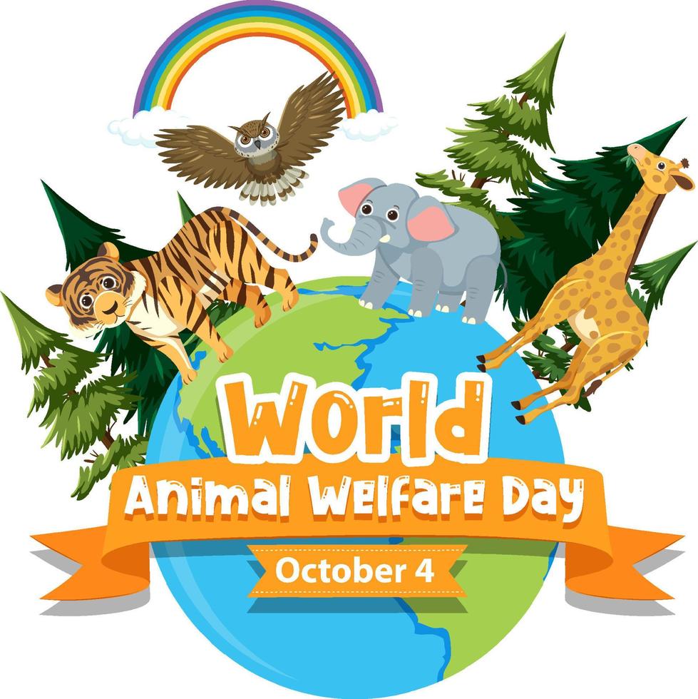 día mundial del bienestar animal 4 de octubre vector