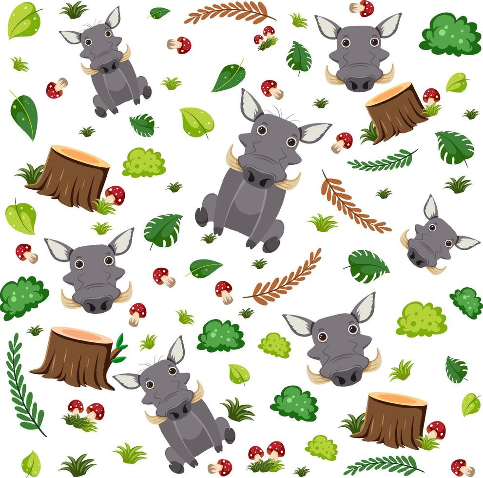 Cute boar seamless pattern vector