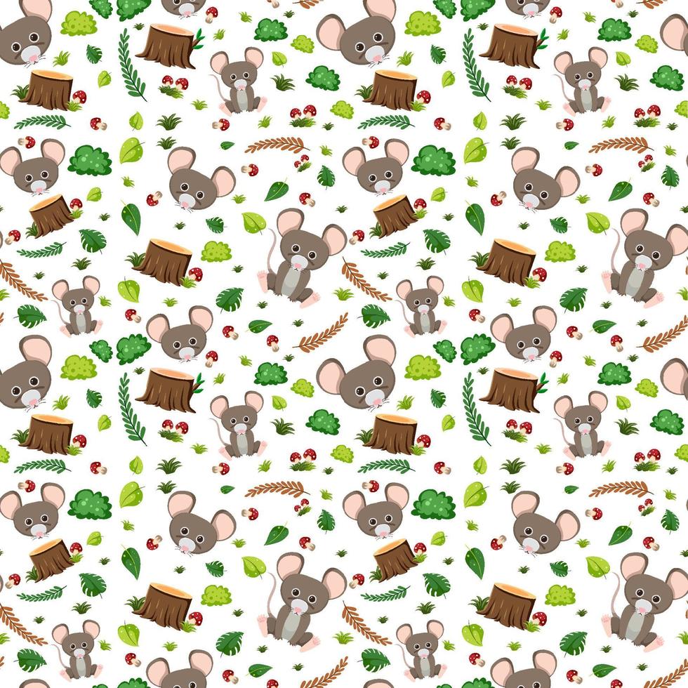 Cute mouse seamless pattern vector