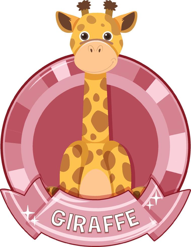 Cute giraffe cartoon badge vector