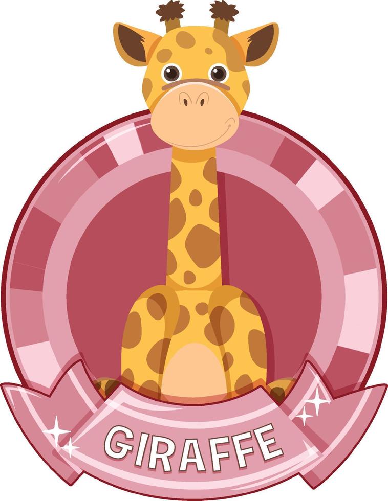 Cute giraffe cartoon badge vector