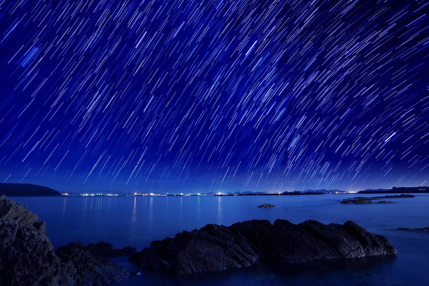 Beautiful star trail image during the night photo