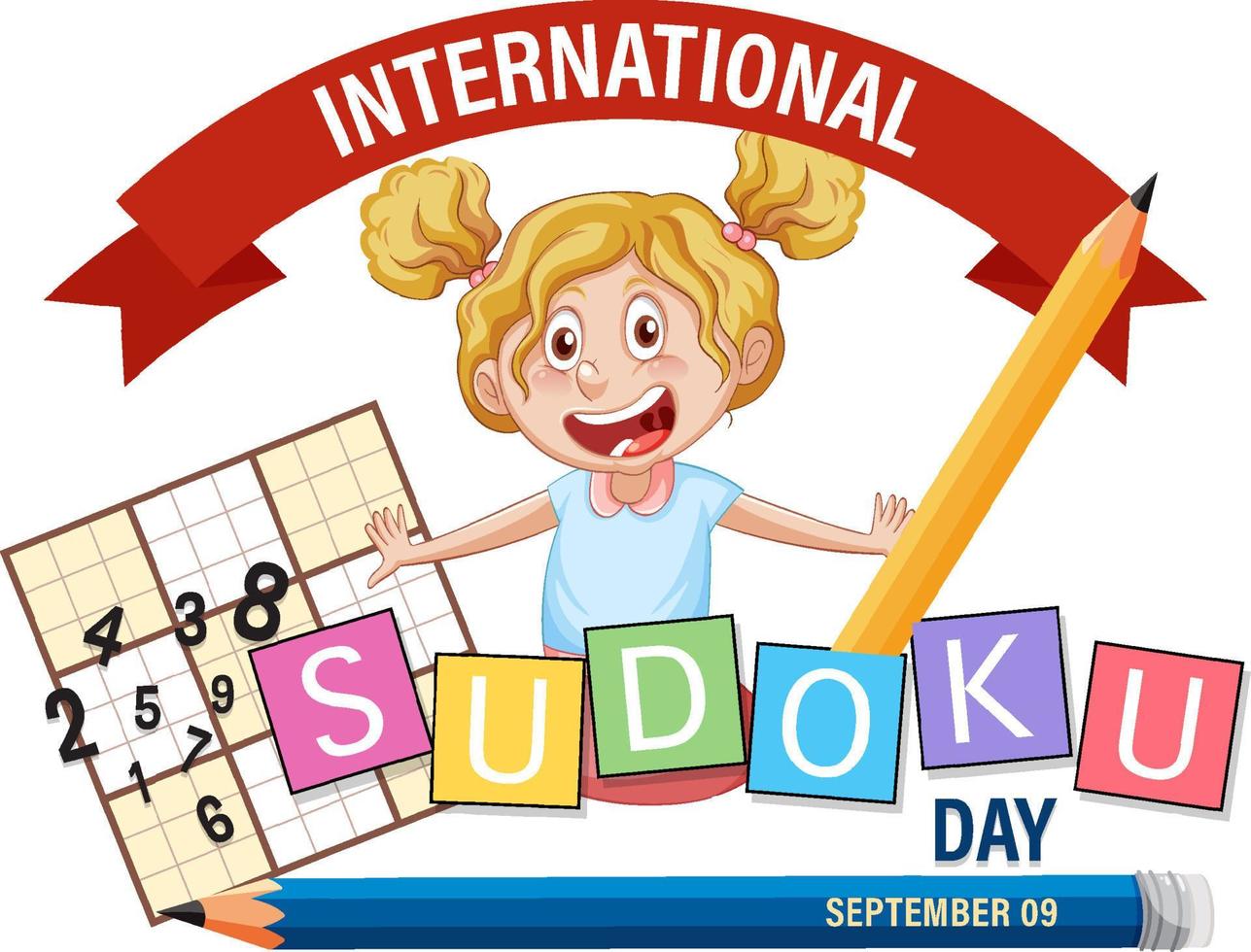 diseño de banner del día internacional del sudoku vector