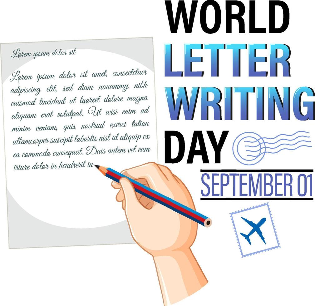 diseño del cartel del día mundial de la escritura de cartas vector