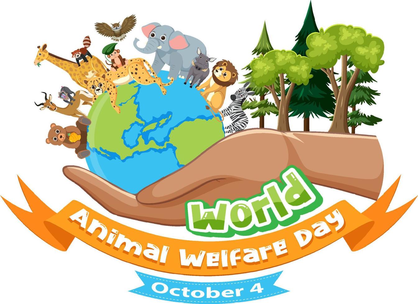 día mundial del bienestar animal 4 de octubre vector