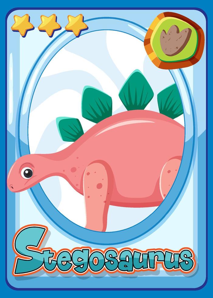 tarjeta de dibujos animados de dinosaurio estegosaurio vector