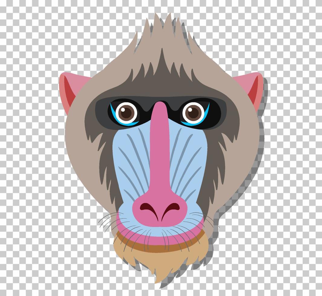 Cute mandrill head in flat cartoon style vector