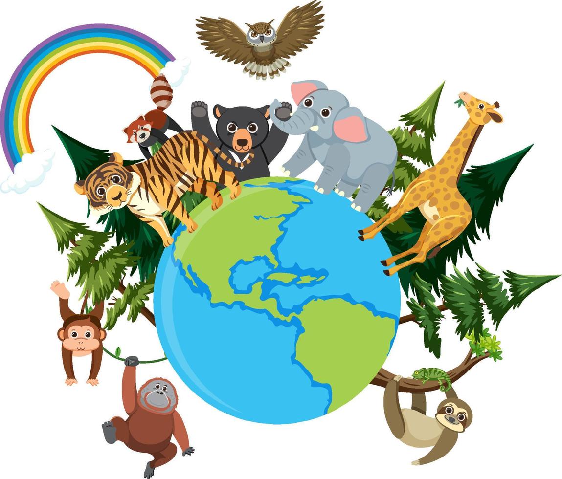 animales salvajes alrededor del mundo vector