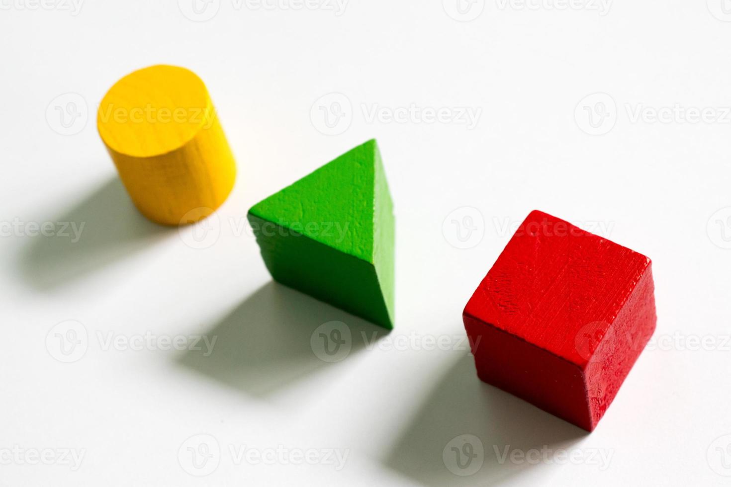 Set of colorful wooden shape toy  on white background photo