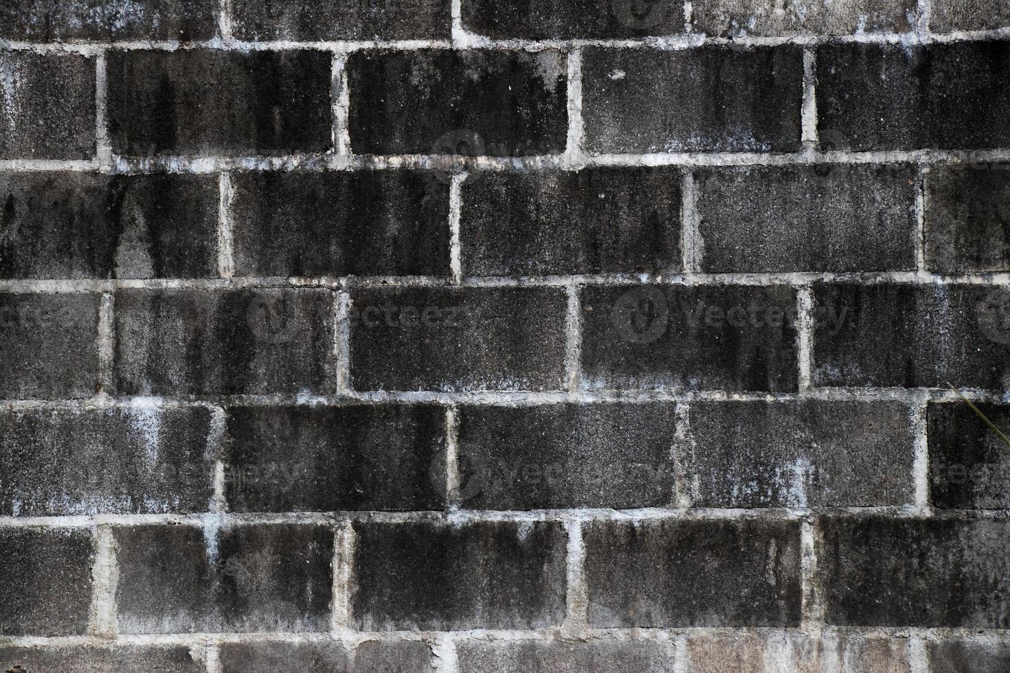 Black stain on white brick concrete wall background photo