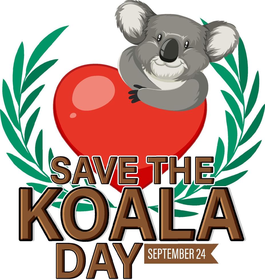 Save the koala day banner design vector