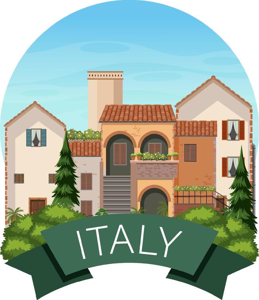 Italy banner label with house buildings vector